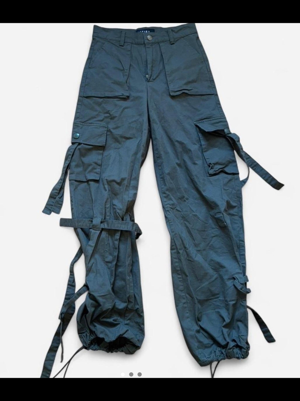 AKIRA Black Utility Cargo Strap Joggers